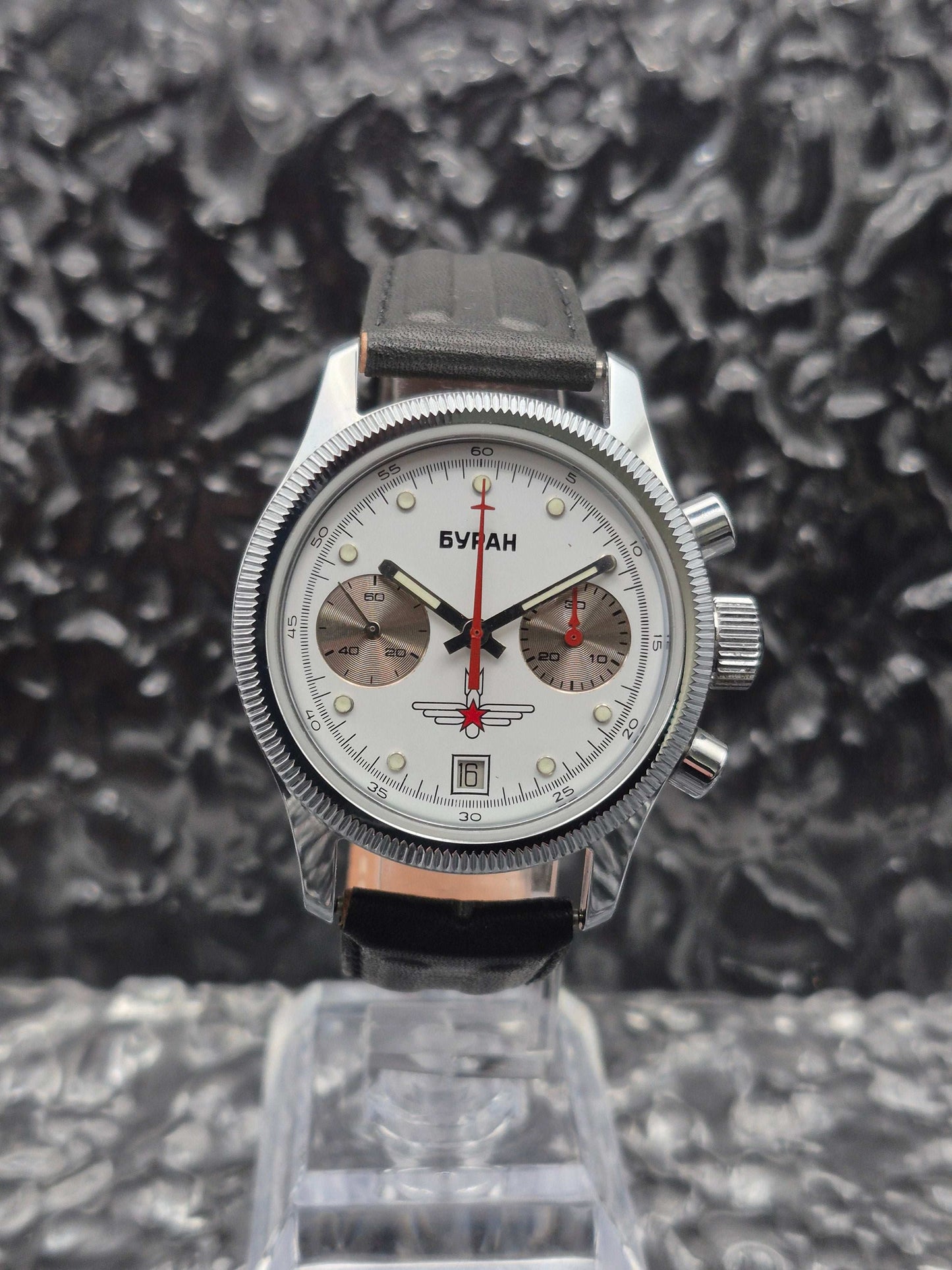Poljot Buran Chronograph Cal. 3133 - Valjoux 7734 White Dial Mechanical - Red Robin Watches