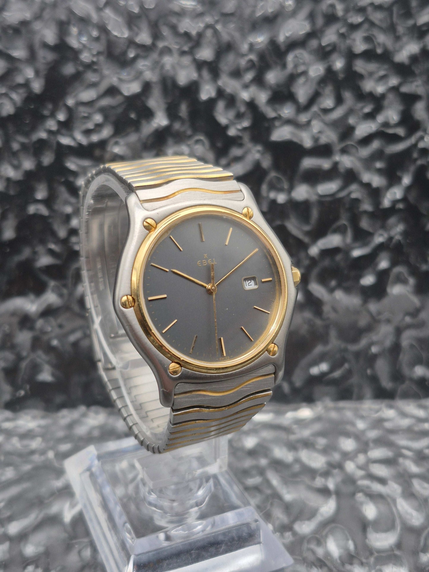 Ebel Classic Wave Ref. 183903 YG/SS Boxed Gray Dial 35mm Men's Quartz