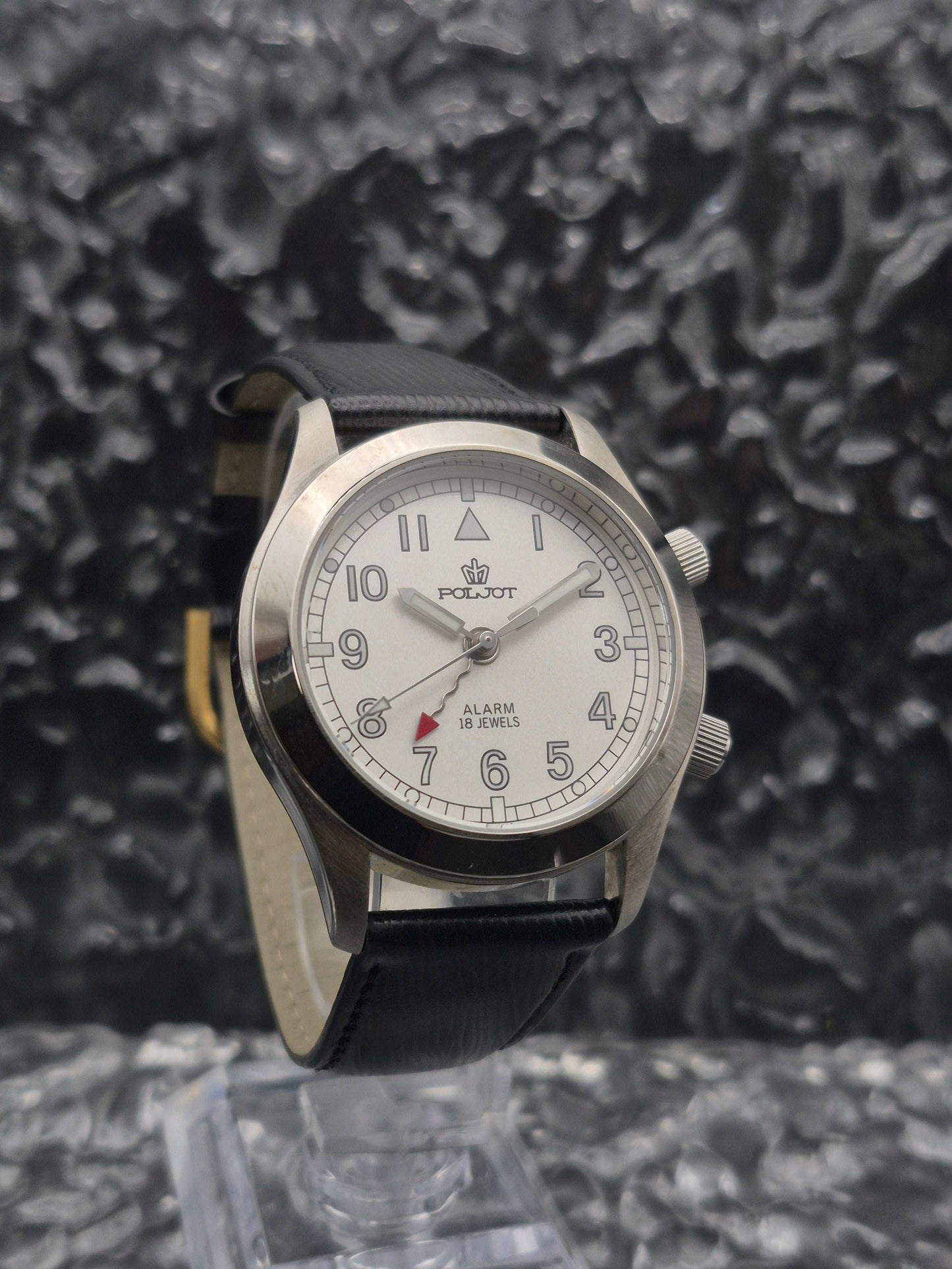 Poljot Russian Alarm Watch White Dial Manual Wound - Red Robin Watches