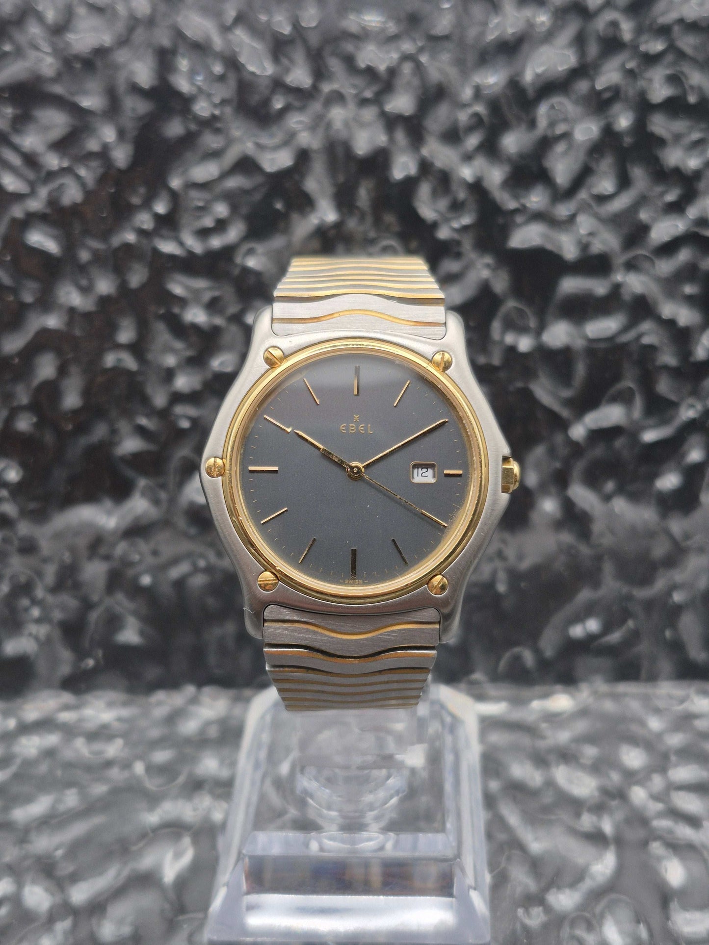 Ebel Classic Wave Ref. 183903 YG/SS Boxed Gray Dial 35mm Men's Quartz