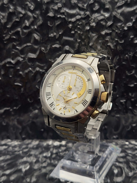 Seiko Kinetic Premier Chronograaf - Ref. 7L22-0AR0 - SNL042 - Full Set - Red Robin Watches