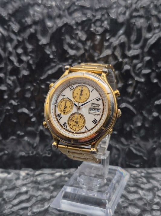 Seiko Age Of Discovery - Ref. 7T39-7A00 - Alarm Chronograph - Gold Tone