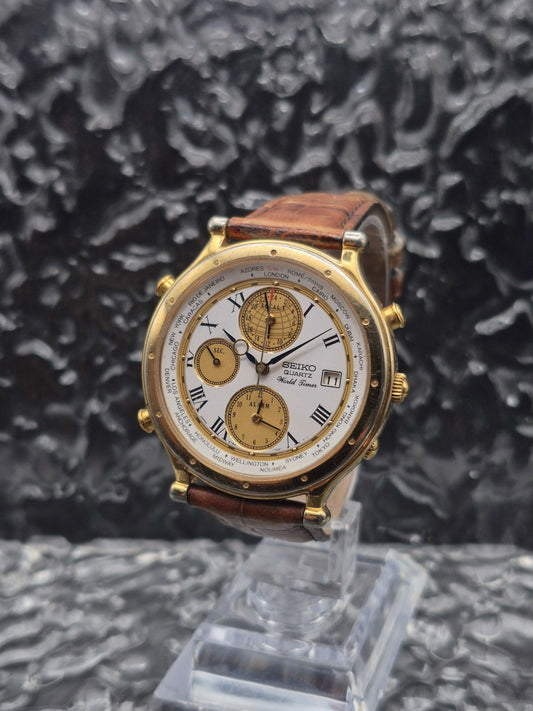 Seiko Age Of Discovery - Ref. 5T52-7A10 - World Timer GMT - Quartz Men's Watch