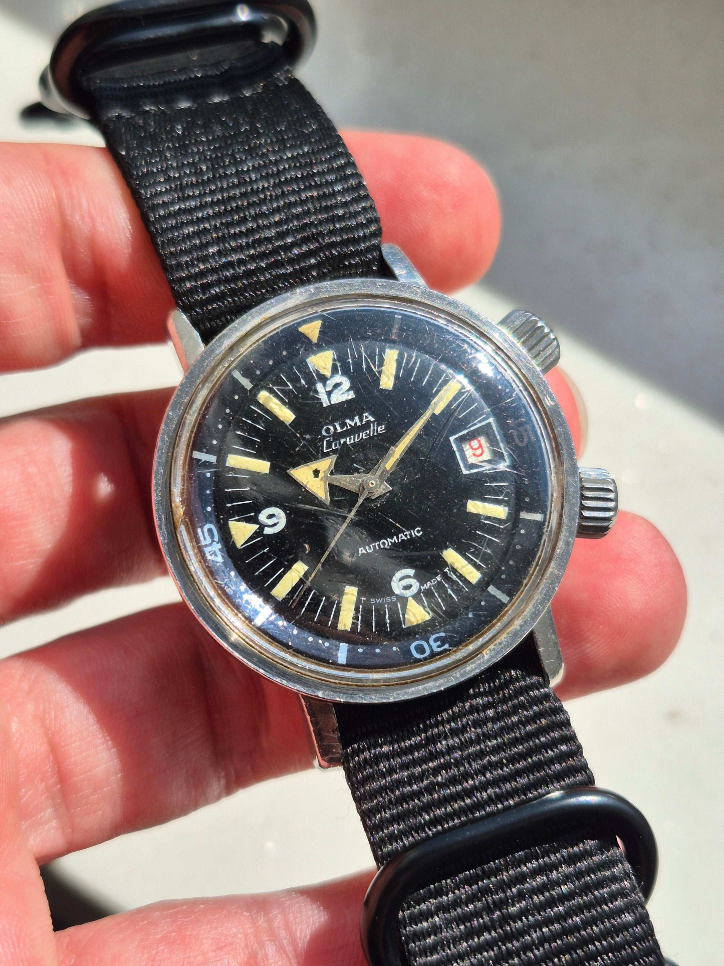 Olma Caravelle Super Compressor Ref. 0748/3 1960s Automatic Diver - Red Robin Watches