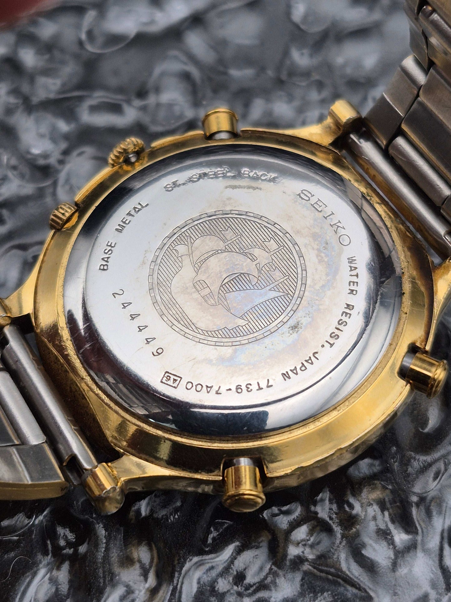 Seiko Age Of Discovery - Ref. 7T39-7A00 - Alarm Chronograph - Gold Tone