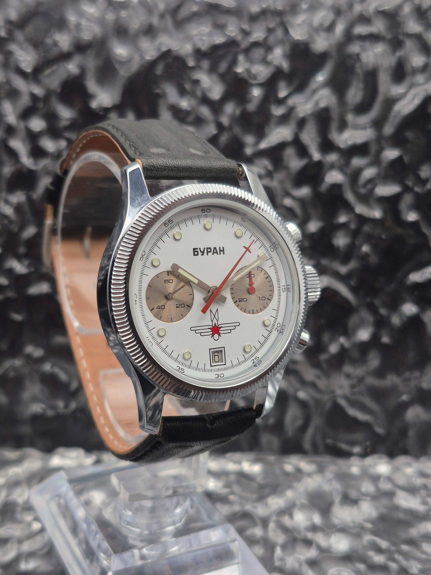 Poljot Buran Chronograph Cal. 3133 - Valjoux 7734 White Dial Mechanical - Red Robin Watches