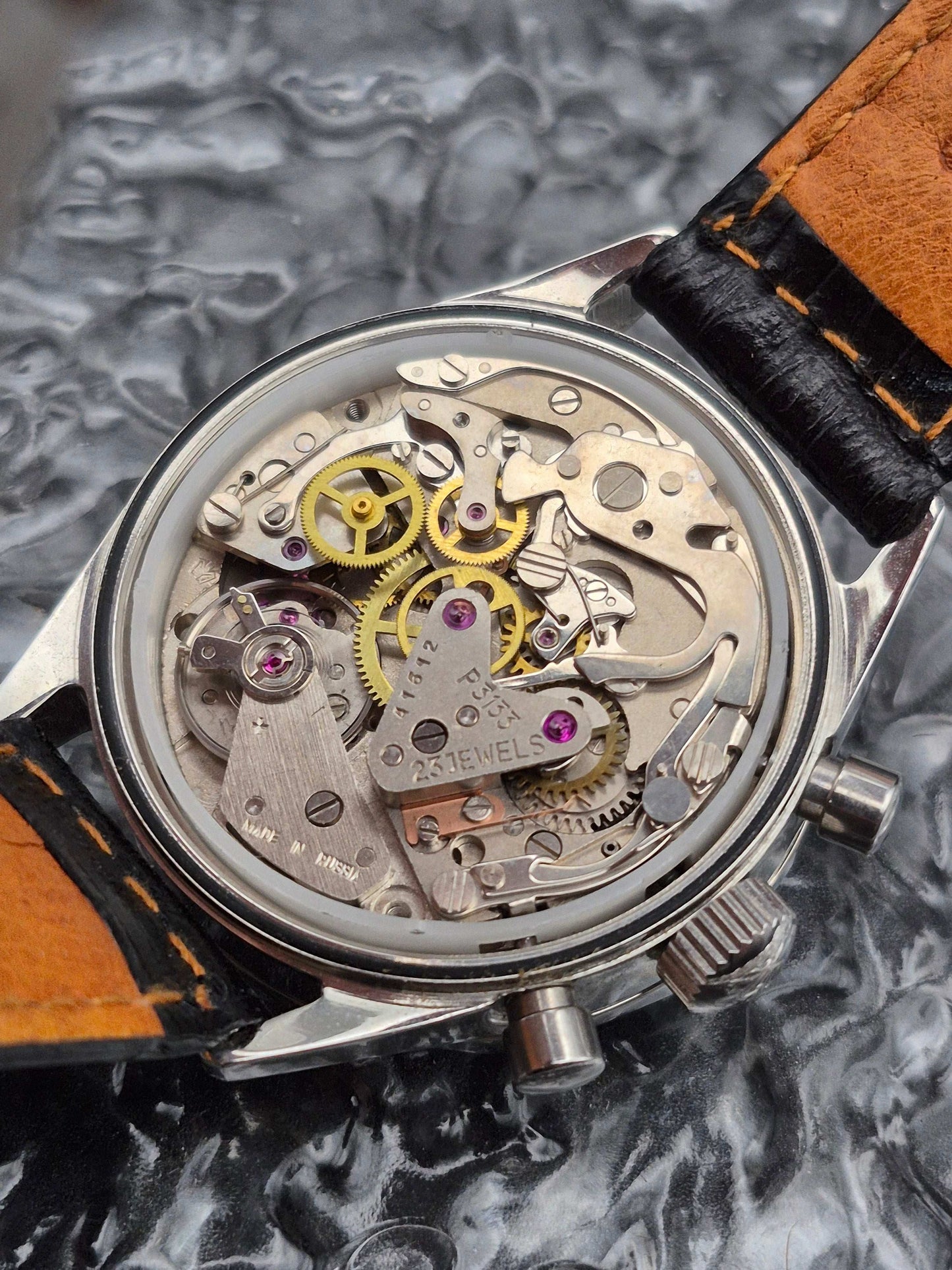 Poljot 'Luftwaffe' Chronograph Cal. 3133 - Valjoux 7734 Black Dial - Red Robin Watches