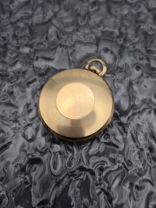 Vintage Junghans Pocket Watch Gold Tone Day Window Manual Wound 17 Jewels