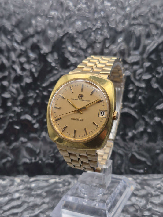 Girard Perregaux Gold Plated Quartz Watch Ultra Rare Original GP Bracelet