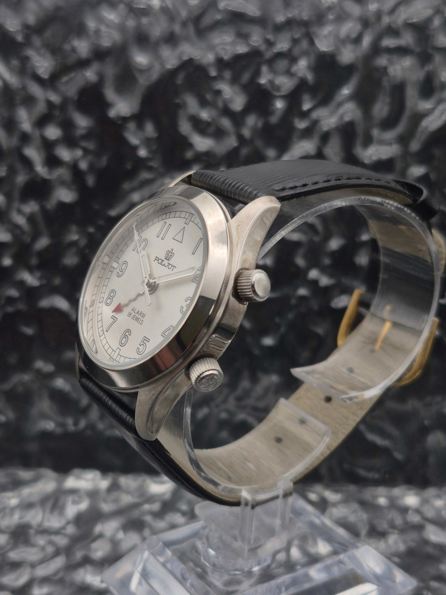 Poljot Russian Alarm Watch White Dial Manual Wound - Red Robin Watches