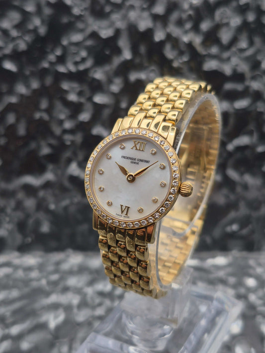 Frederique Constant Slimline Ref. FC200/235XS5/6 Quartz Diamond Bezel MOP Dial