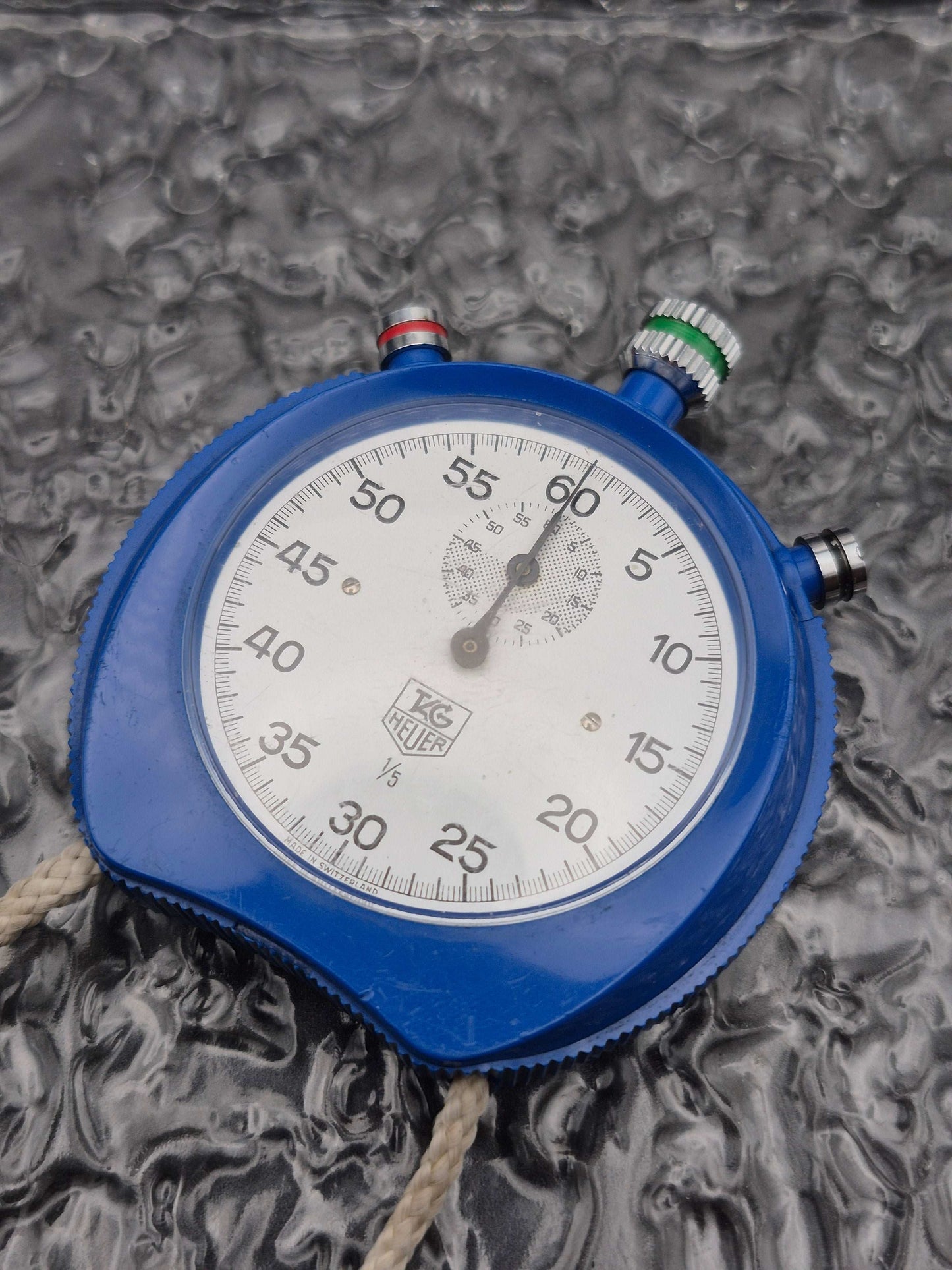 Original Tag Heuer 1/5 Stopwatch Vintage Blue Plastic Case