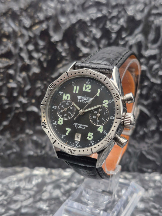Poljot 'Luftwaffe' Chronograph Cal. 3133 - Valjoux 7734 Black Dial - Red Robin Watches