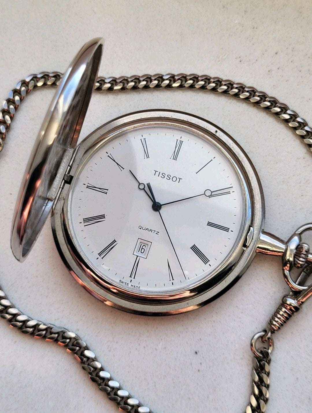 Tissot Quartz Pocket Watch - Full Hunter - Date - Read Descr.