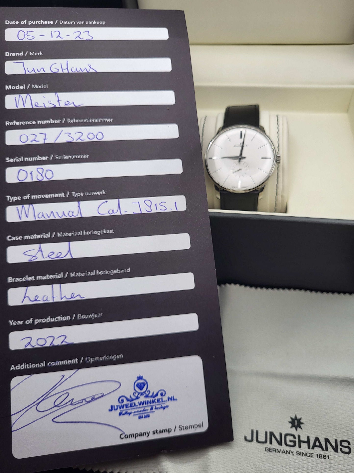 Junghans Meister Handaufzug - Ref. 027/3200 - Cal. J815.1