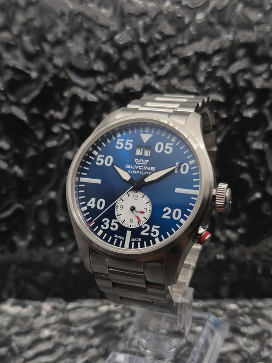 Glycine Airpilot Ref. GL0449 Full Set Blue Dial Quartz - Red Robin Watches