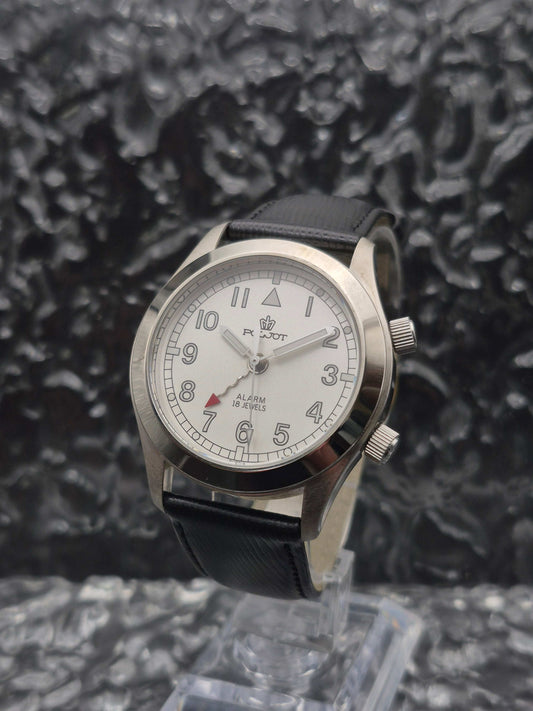 Poljot Russian Alarm Watch White Dial Manual Wound - Red Robin Watches