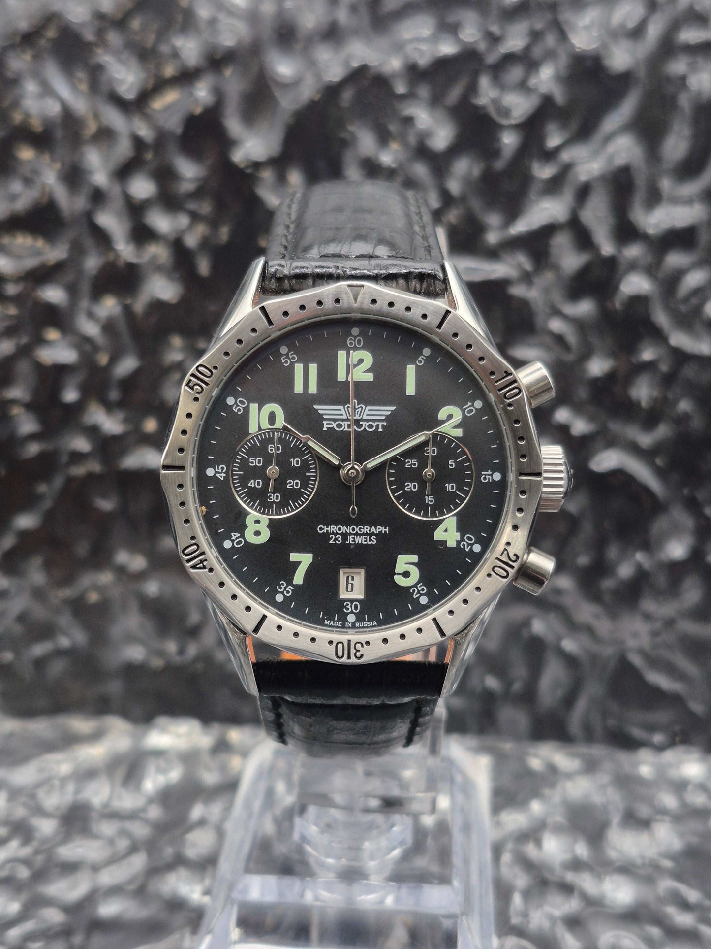 Poljot 'Luftwaffe' Chronograph Cal. 3133 - Valjoux 7734 Black Dial - Red Robin Watches