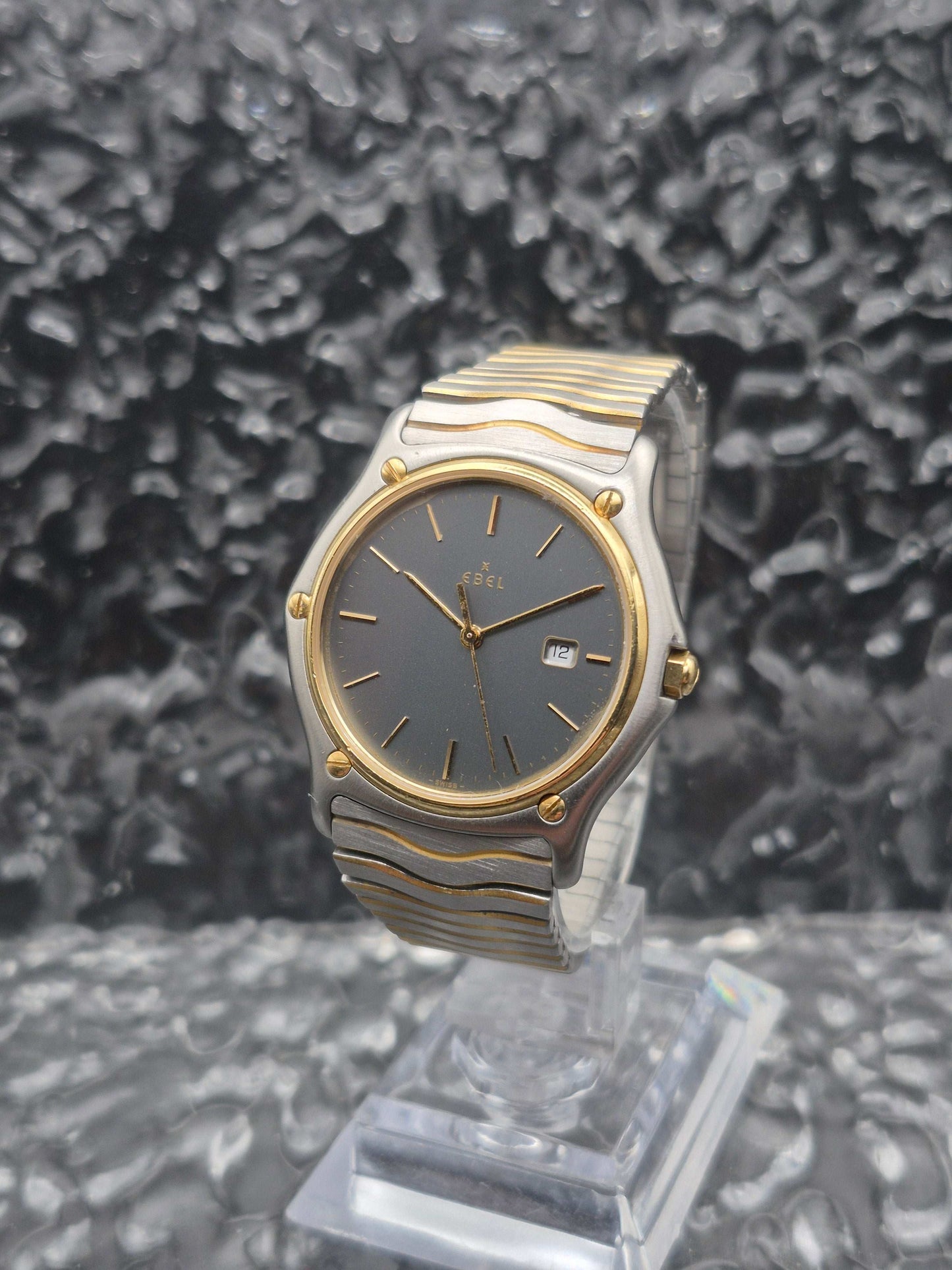 Ebel Classic Wave Ref. 183903 YG/SS Boxed Gray Dial 35mm Men's Quartz