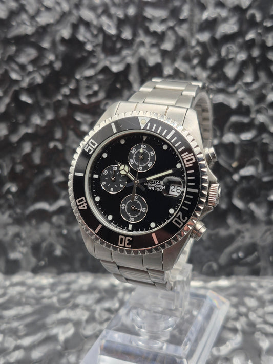 Citizen Quartz Chronograph Submariner Ref. AN3300-52E Diver Style