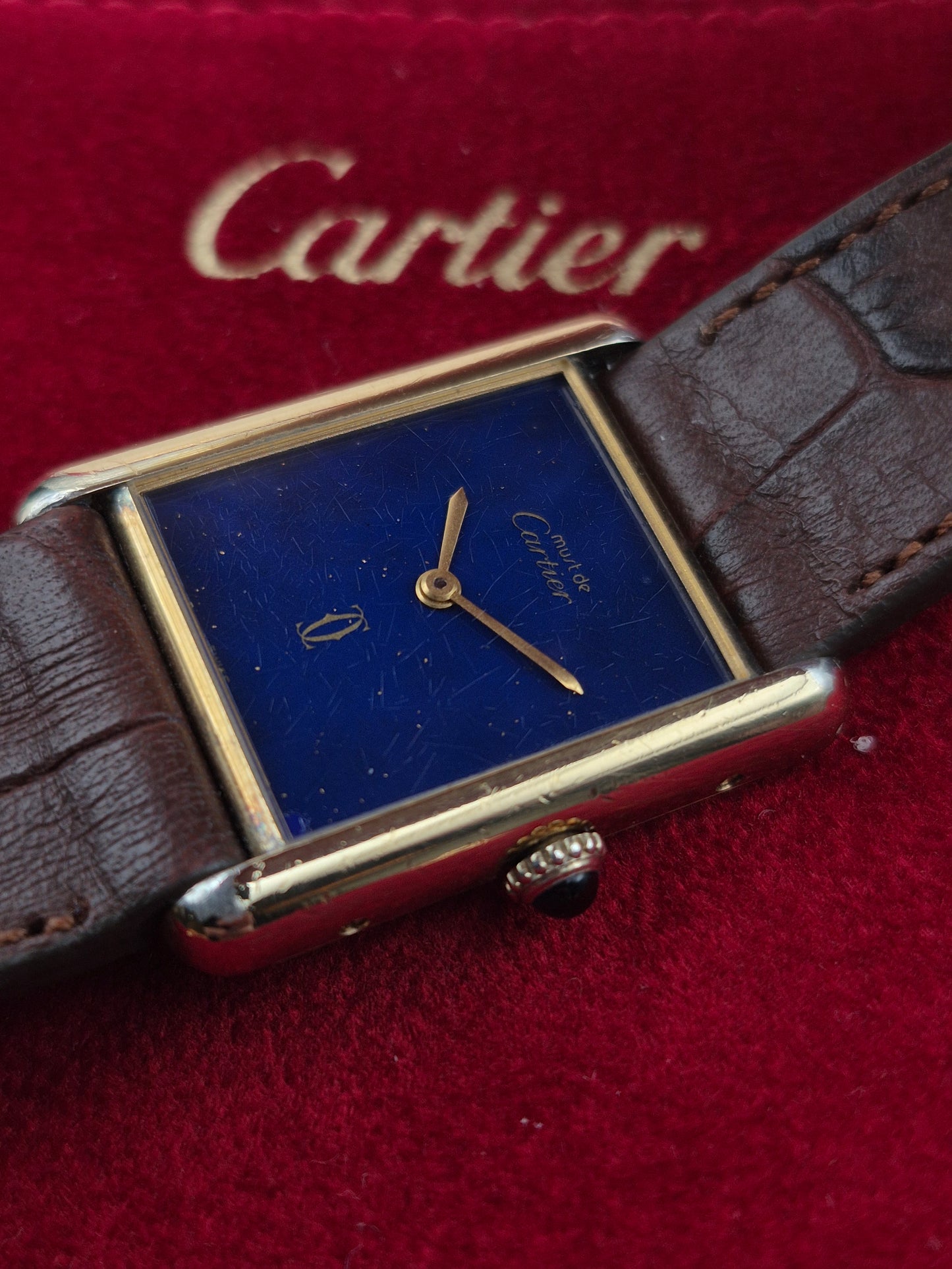 Cartier Must De Tank Lapis Lazuli Dial Mechanical Unisex - MEDIUM Size