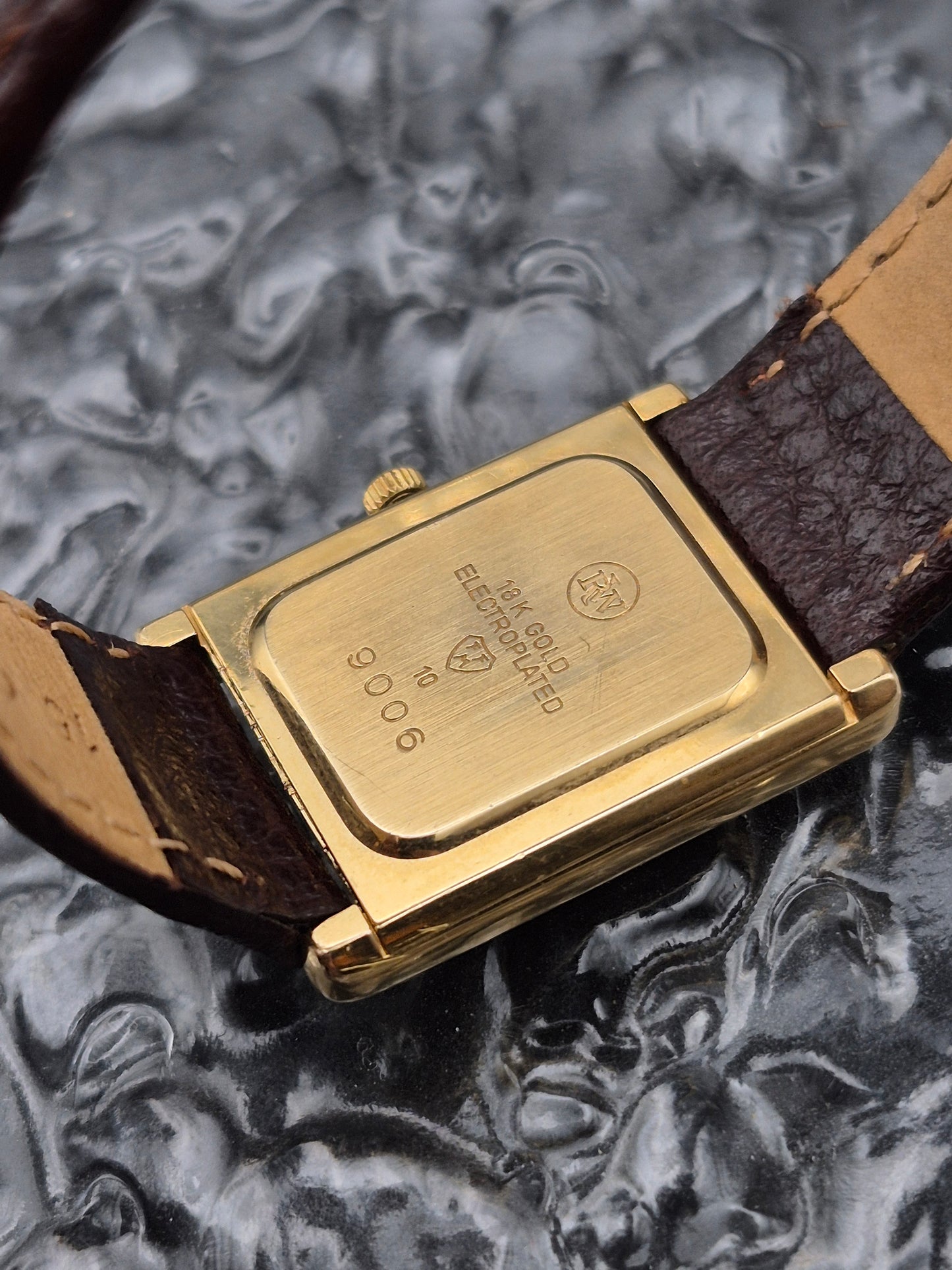 Raymond Weil Tank Ref. 9006 Trinity Dial Quartz 18K Gold Plated