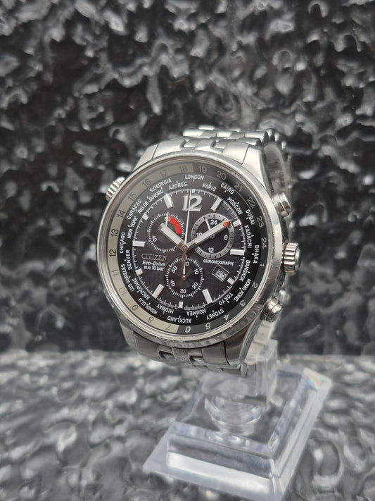 Citizen Worldtimer Eco-Drive Chronograph Ref. AT0360-50E - 24 Hour Dial