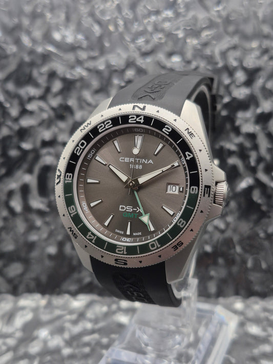 Certina DS-X GMT Ref. C047452A Full Set Quartz Green Bezel - As New! - Red Robin Watches