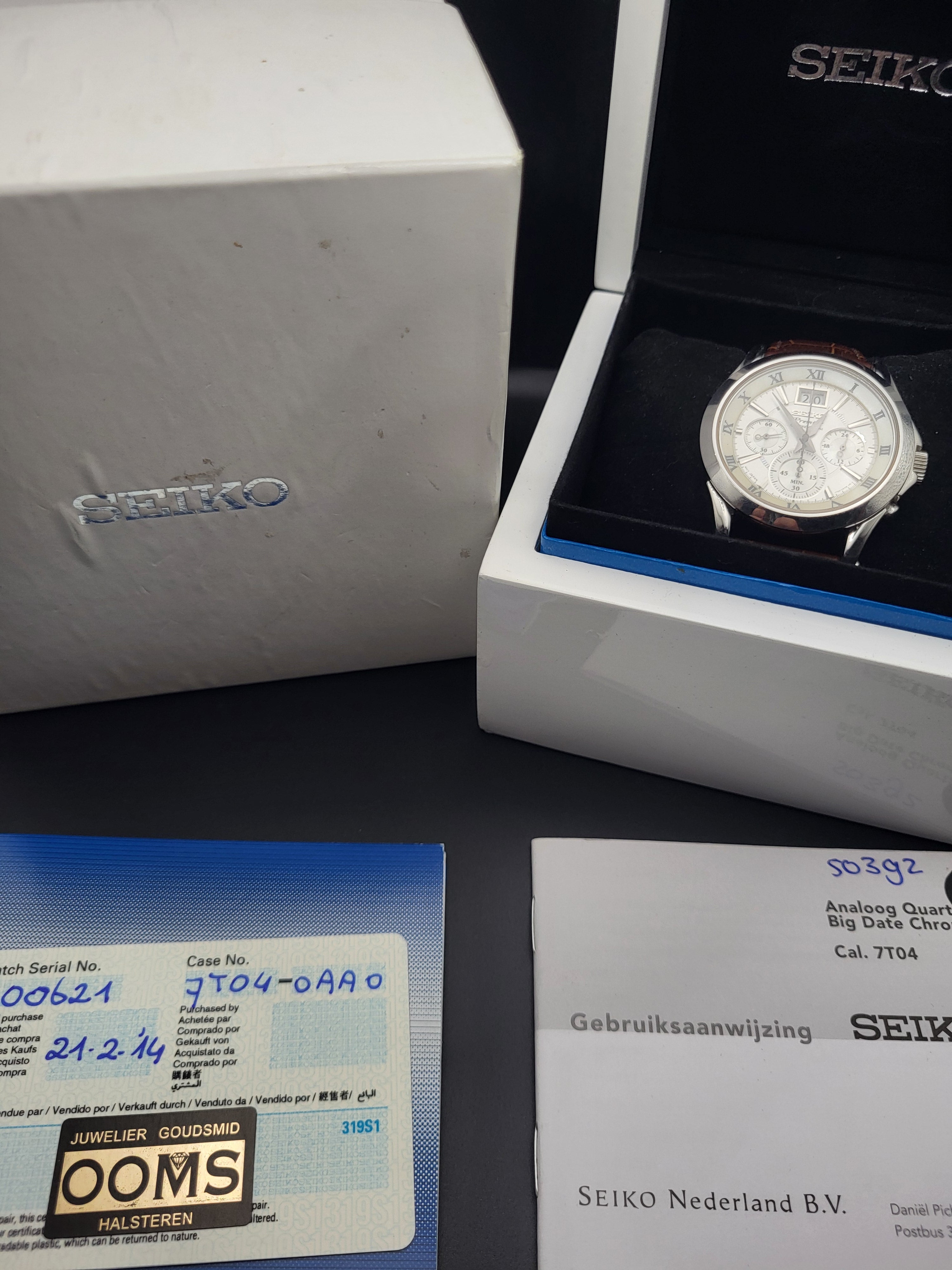 Seiko Premier 7T04-0AA0 - Full Set - Chronograph - Quartz – Red