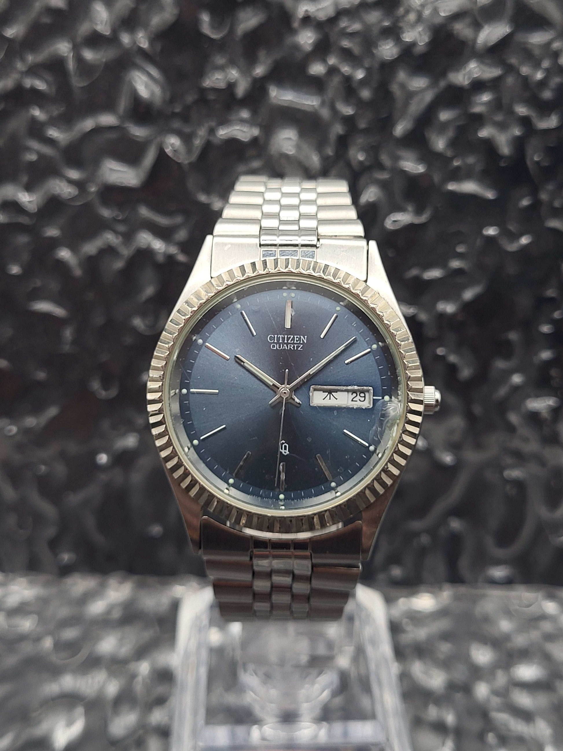 Citizen Fluted Bezel - Ref. 6100-S45393 - Blauwe Sunburst - Kanji