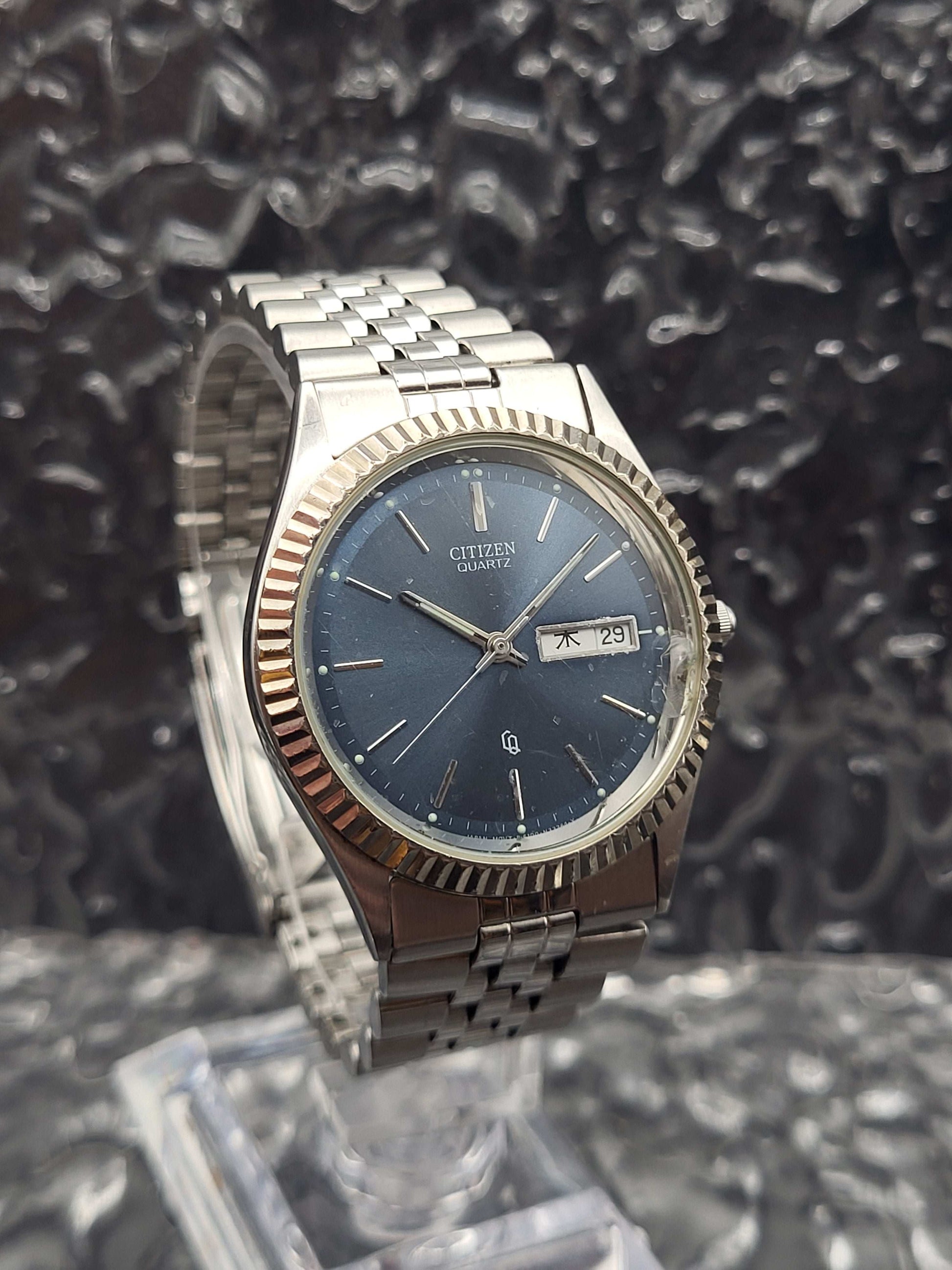 Citizen Fluted Bezel - Ref. 6100-S45393 - Blauwe Sunburst - Kanji