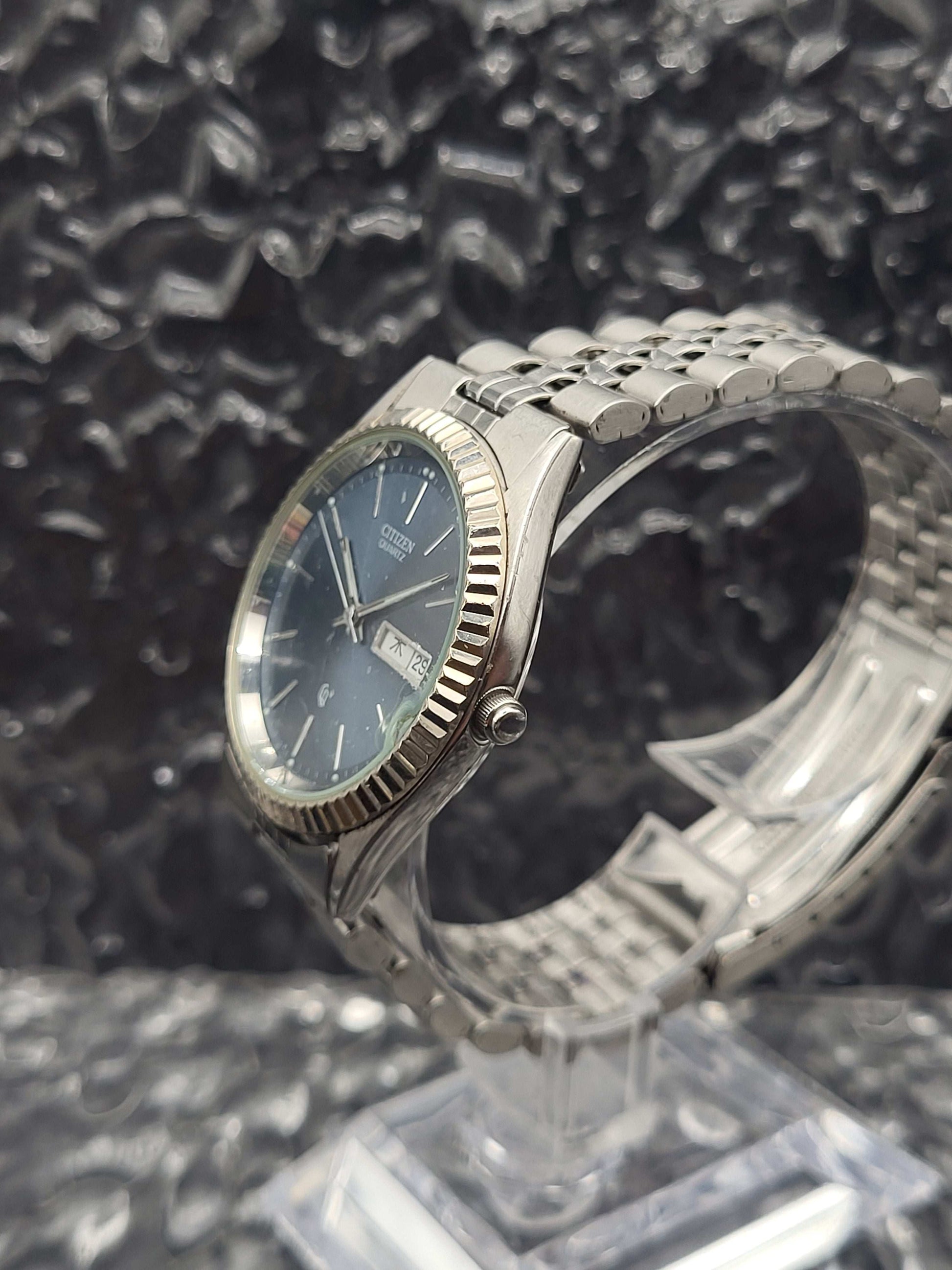 Citizen Fluted Bezel - Ref. 6100-S45393 - Blauwe Sunburst - Kanji