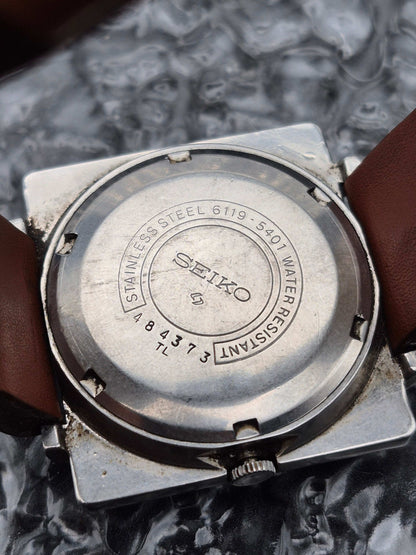 Seiko 5 Automatic Ref. 6119-5401 Orange Dial Vintage TV Case - Red Robin Watches
