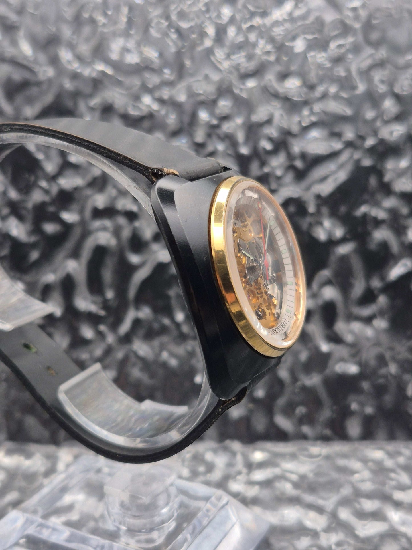 Citizen Skeleton Automatic Watch Ref. 4-385241 Black Case - Red Robin Watches