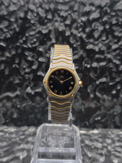 Ebel Classic Wave Ref. 1057901 Quartz Gold Bezel Black Dial