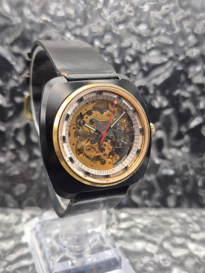 Citizen Skeleton Automatic Watch Ref. 4-385241 Black Case - Red Robin Watches