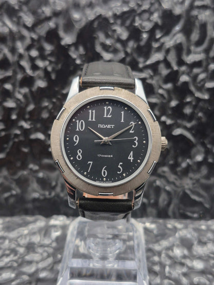 Vintage Poljot Mechanical Men's Watch Made In Russia Black Dial - Red Robin Watches