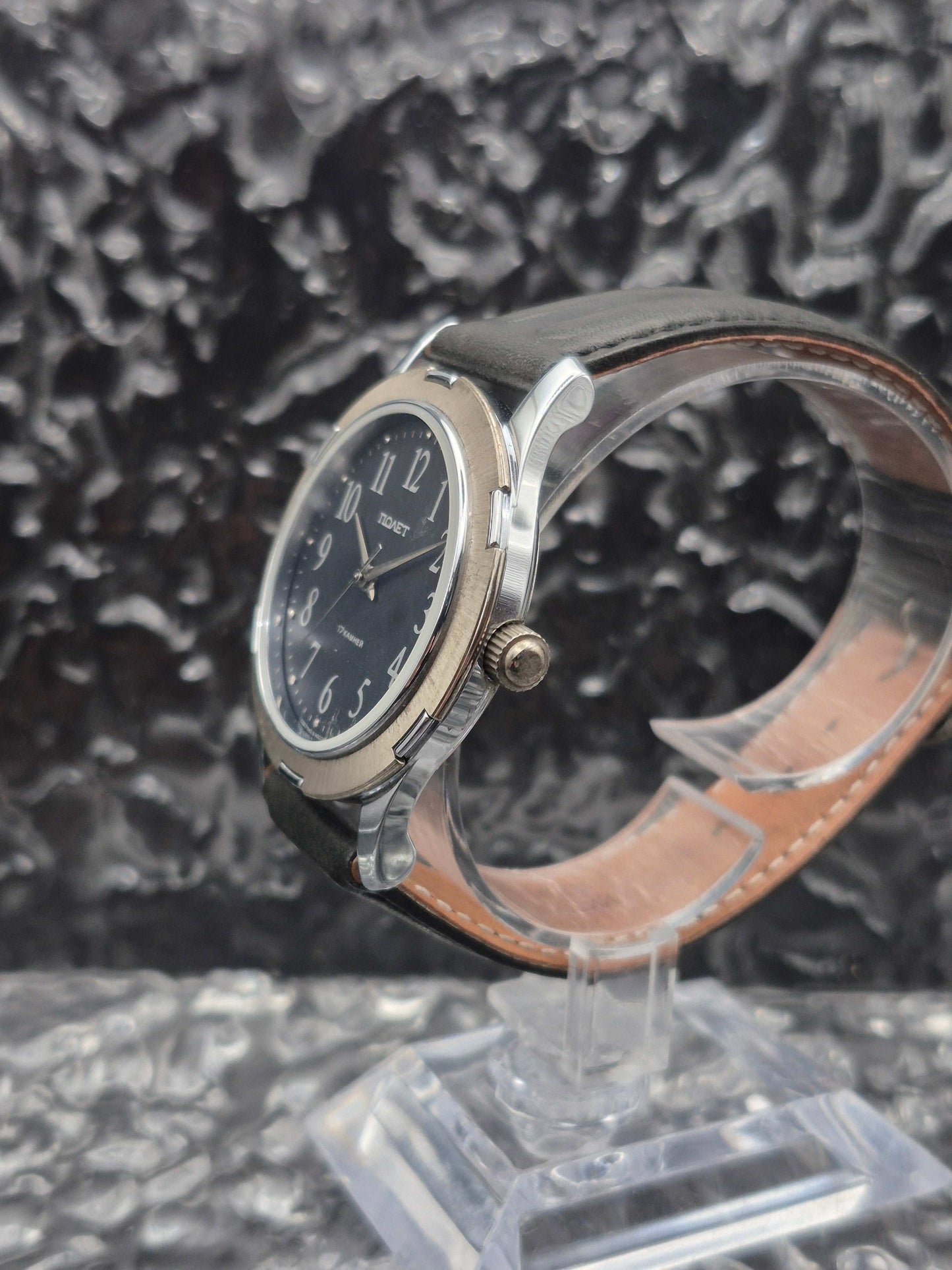 Vintage Poljot Mechanical Men's Watch Made In Russia Black Dial - Red Robin Watches
