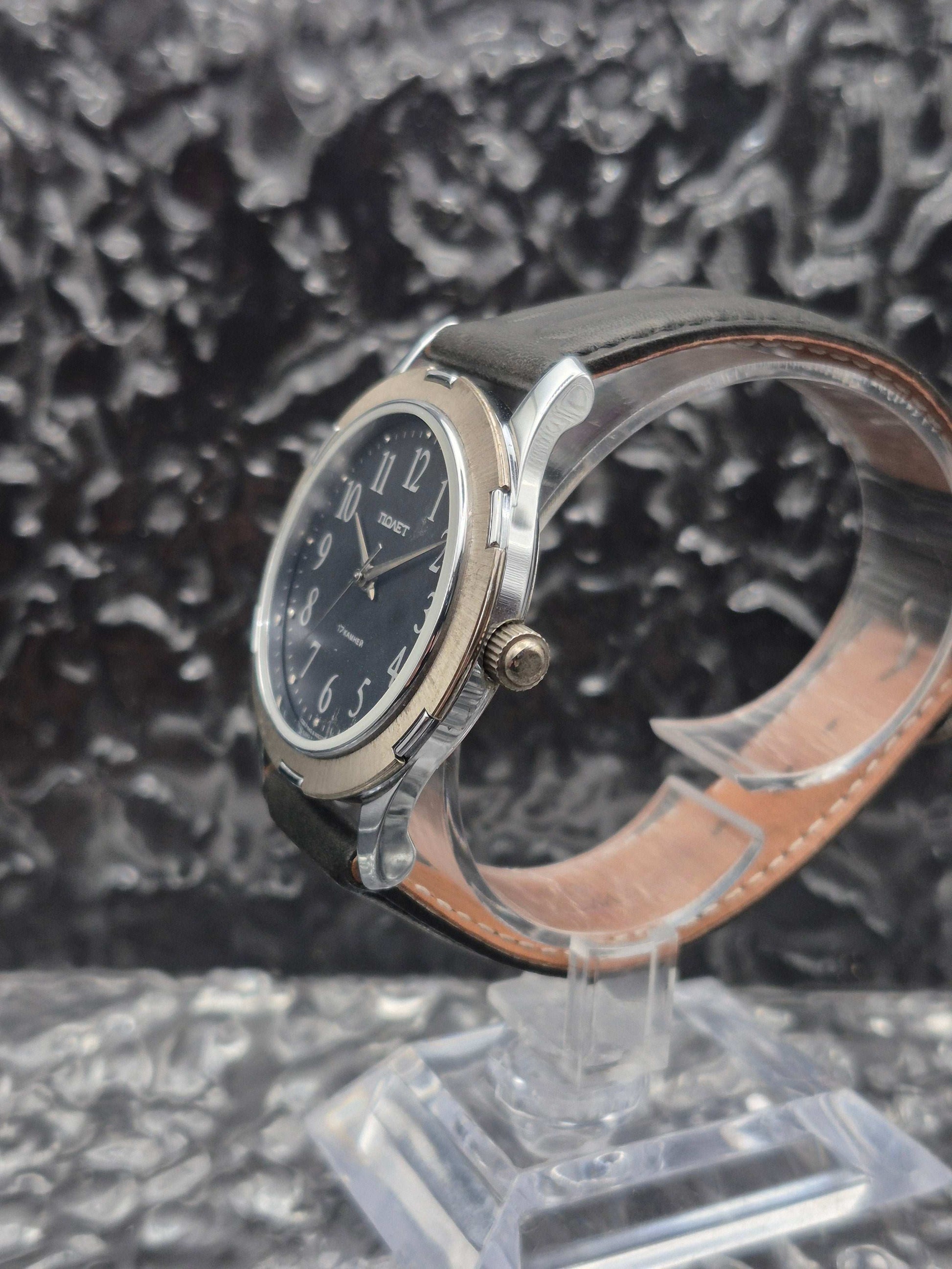 Vintage Poljot Mechanical Men's Watch Made In Russia Black Dial - Red Robin Watches