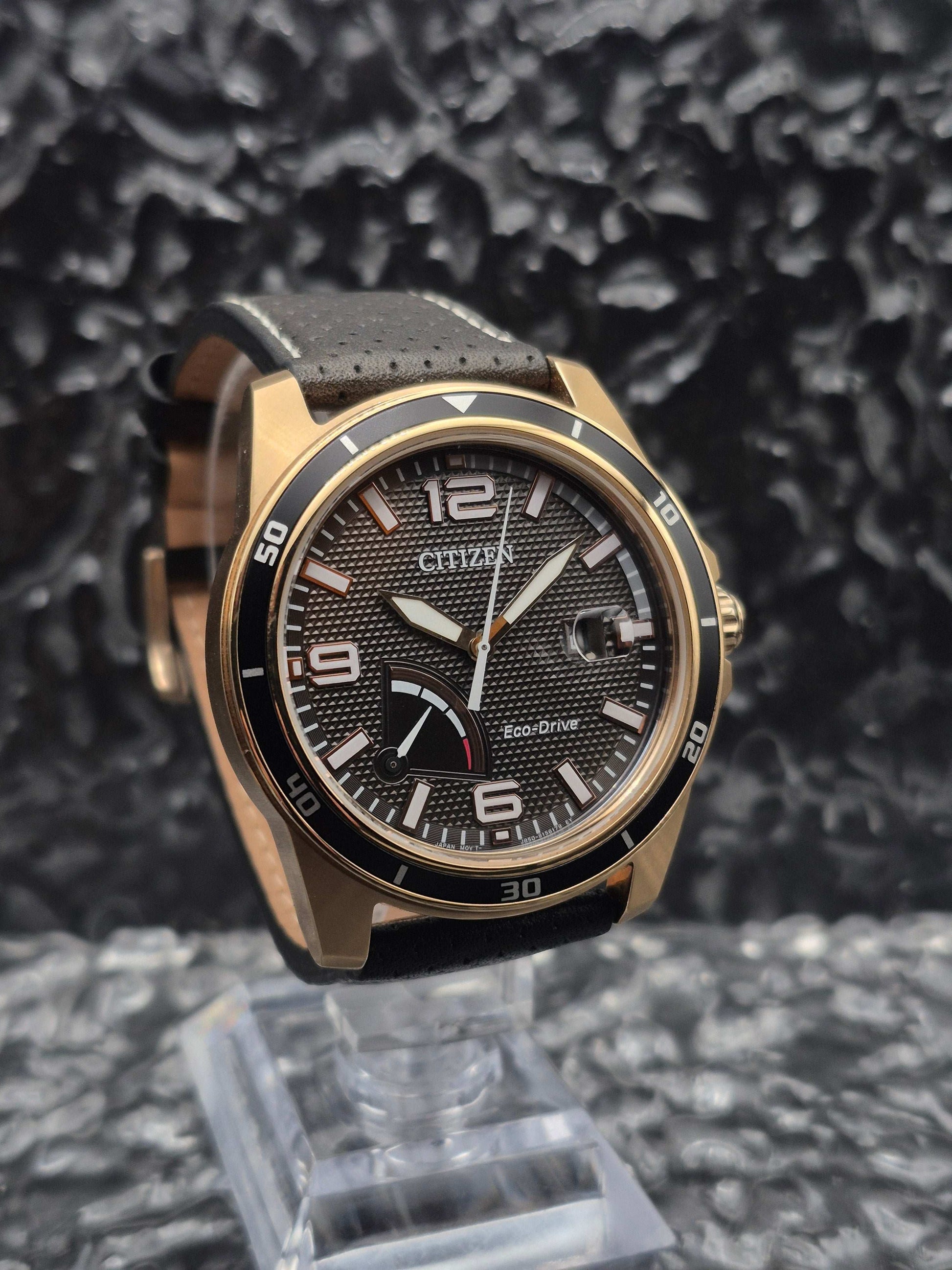 Citizen Eco-Drive Reserve Dial Ref. AW7033-16H Gold Tone Solar - Red Robin Watches