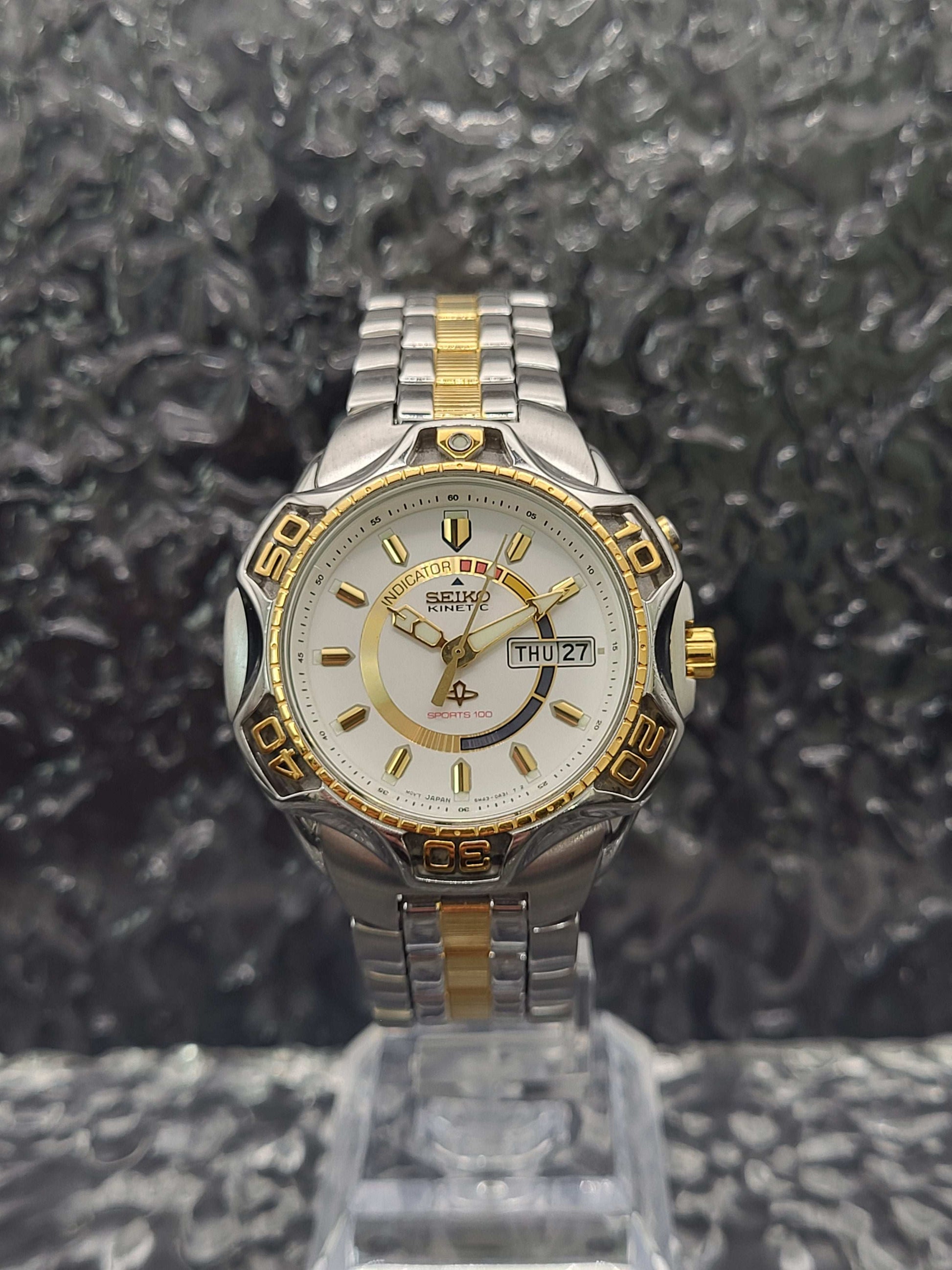 Seiko Kinetic Sports 100 - Ref. 5M43-0A39 - Day Date - Full Set