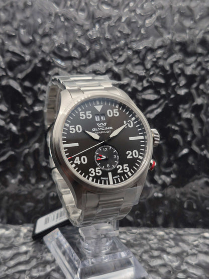 Glycine Airpilot Ref. GL0363 Full Set Brand New Black Dial Quartz - Red Robin Watches