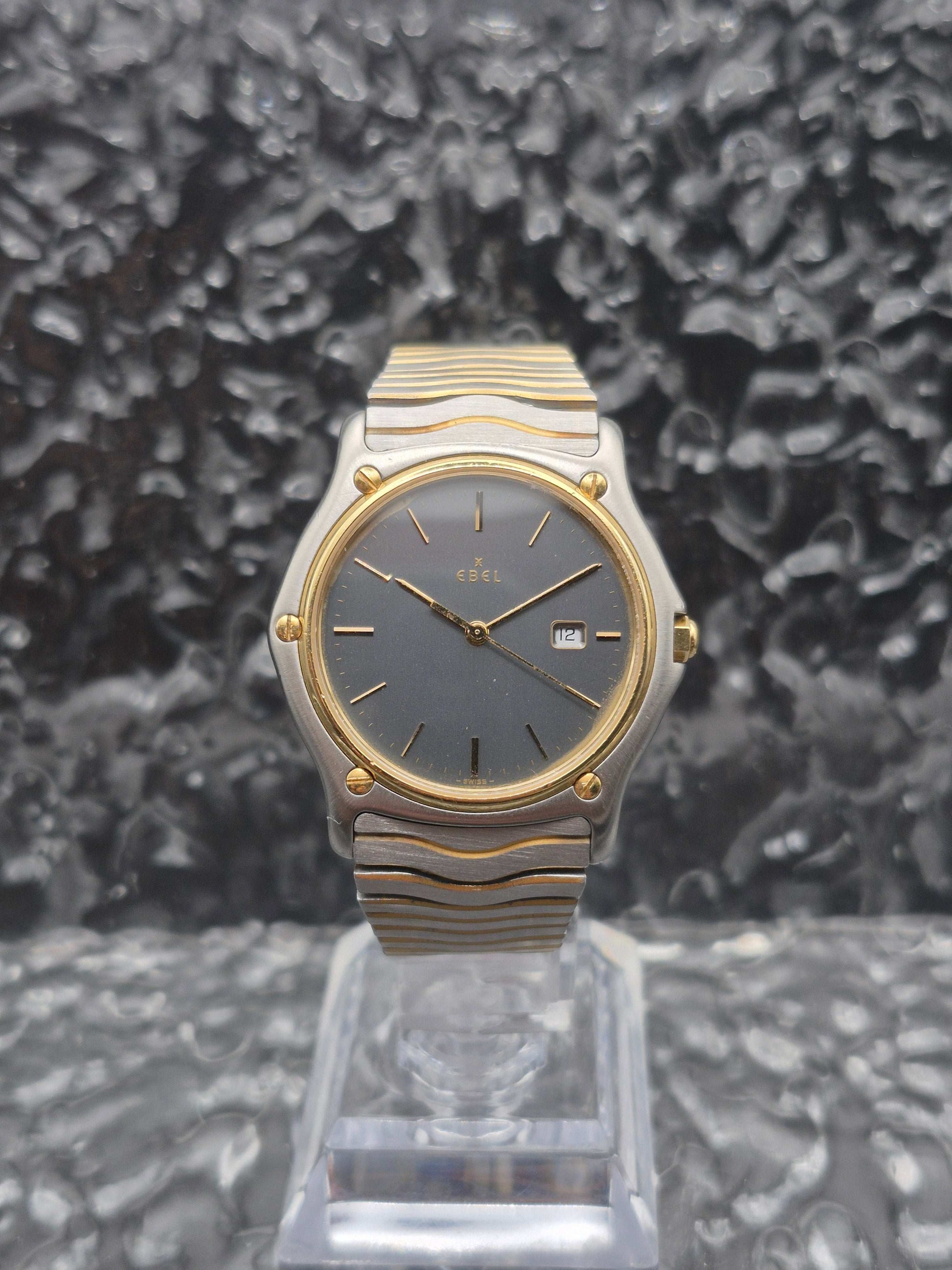 Ebel Classic Wave Ref. 183903 YG/SS Boxed Gray Dial 35mm Men's Quartz