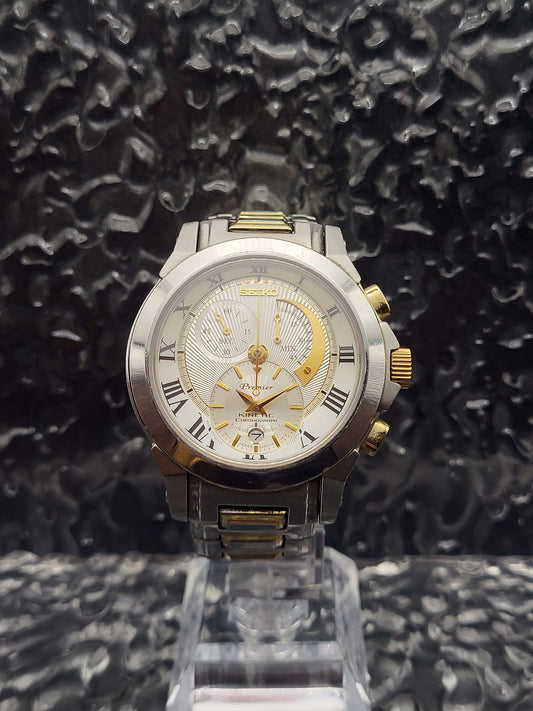Seiko Kinetic Premier Chronograaf - Ref. 7L22-0AR0 - SNL042 - Full Set - Red Robin Watches