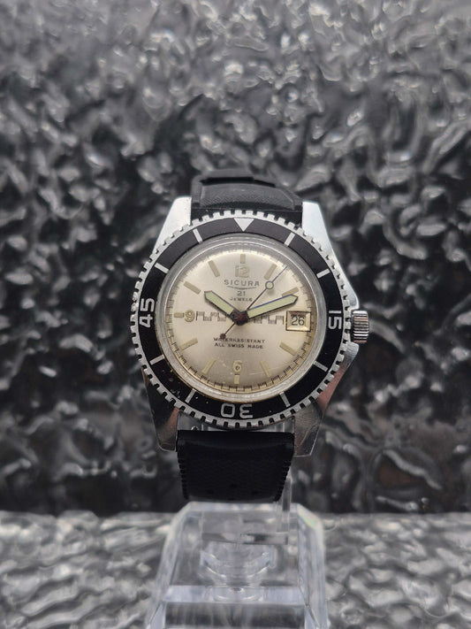 Sicura By Breitling Vintage Diver All Swiss Made Manual Men's Watch