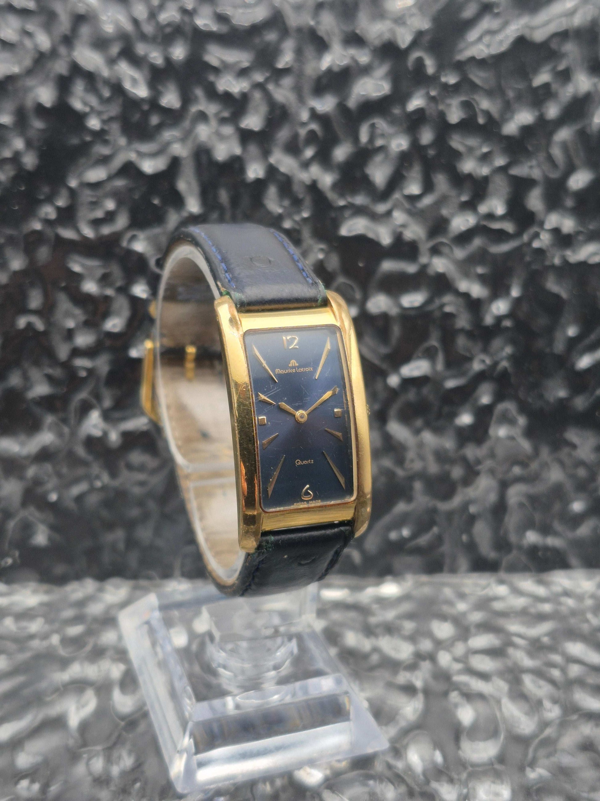 Maurice Lacroix Fiaba Ref. 47495 Blue Dial Gold Tone Tank Quartz