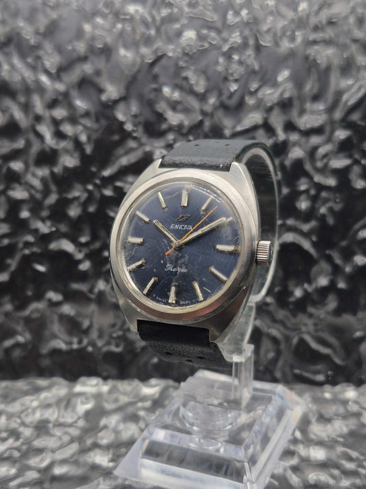 Enicar Sherpa 600 Ref. 160-34-02 Vintage Blue Dial Manual Wound - Red Robin Watches
