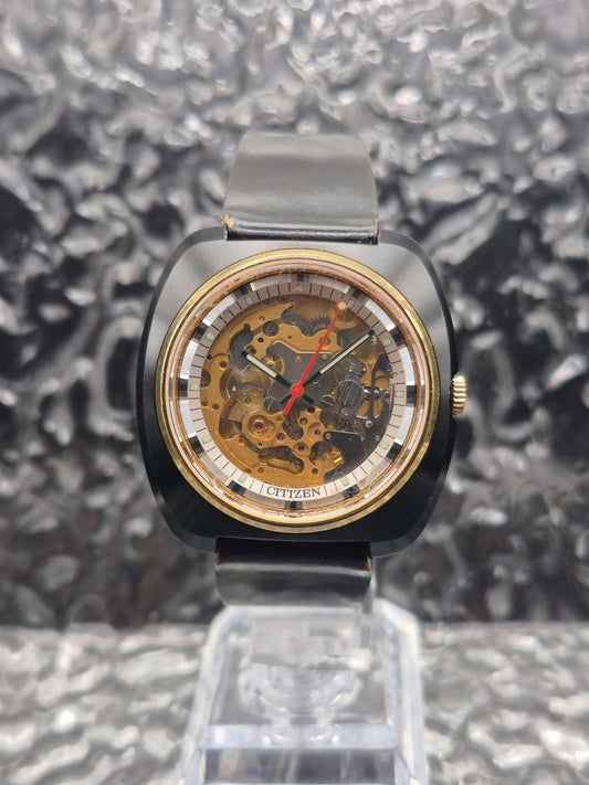 Citizen Skeleton Automatic Watch Ref. 4-385241 Black Case - Red Robin Watches