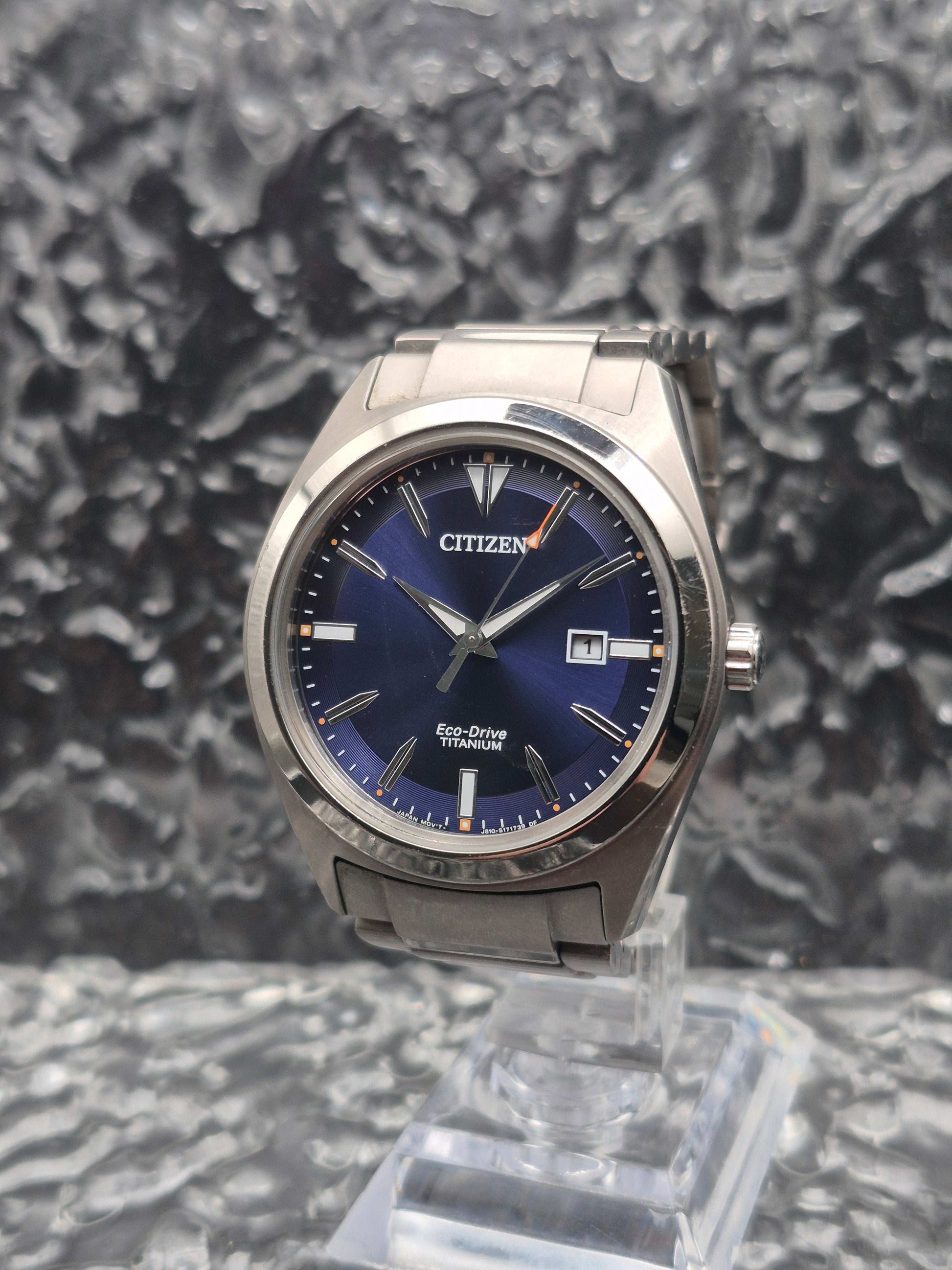 Citizen Super Titanium Ref. AW1640-83L Blue Dial Full Set Eco-Drive - Red Robin Watches
