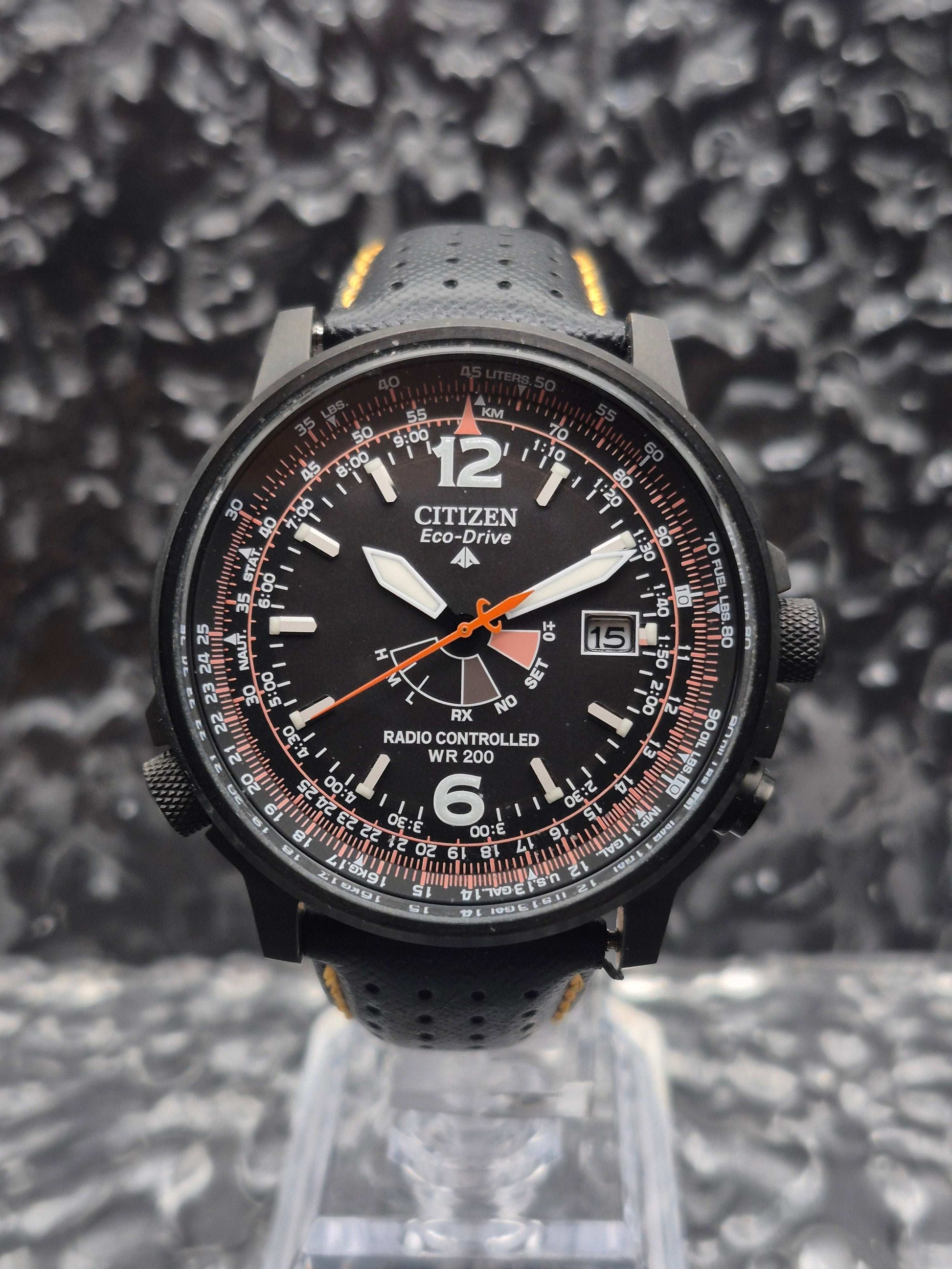 Citizen Eco-Drive Radio Controlled Ref. AS2025-09E Full Set Black PVD - Red Robin Watches